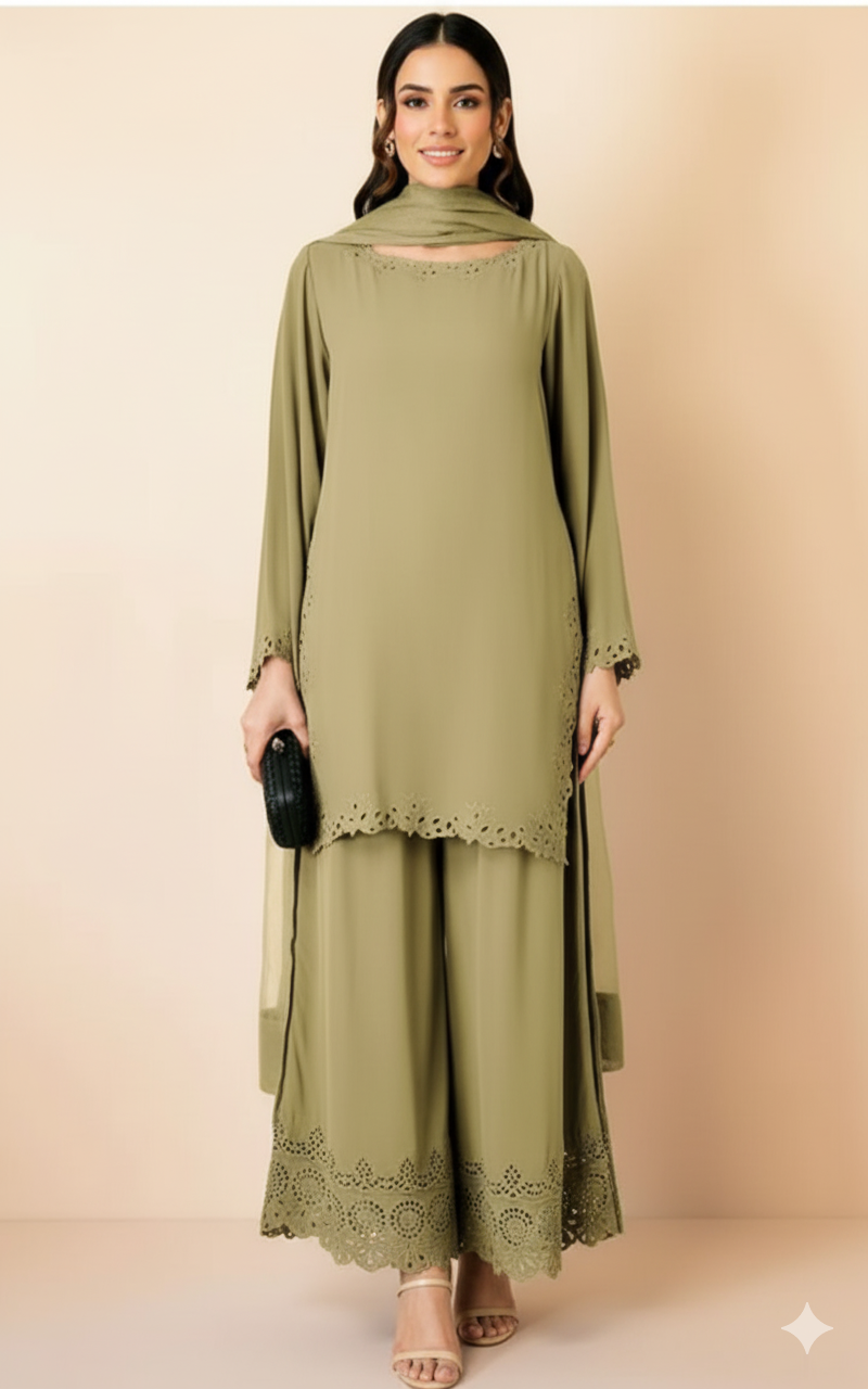 3 piece suit in green color