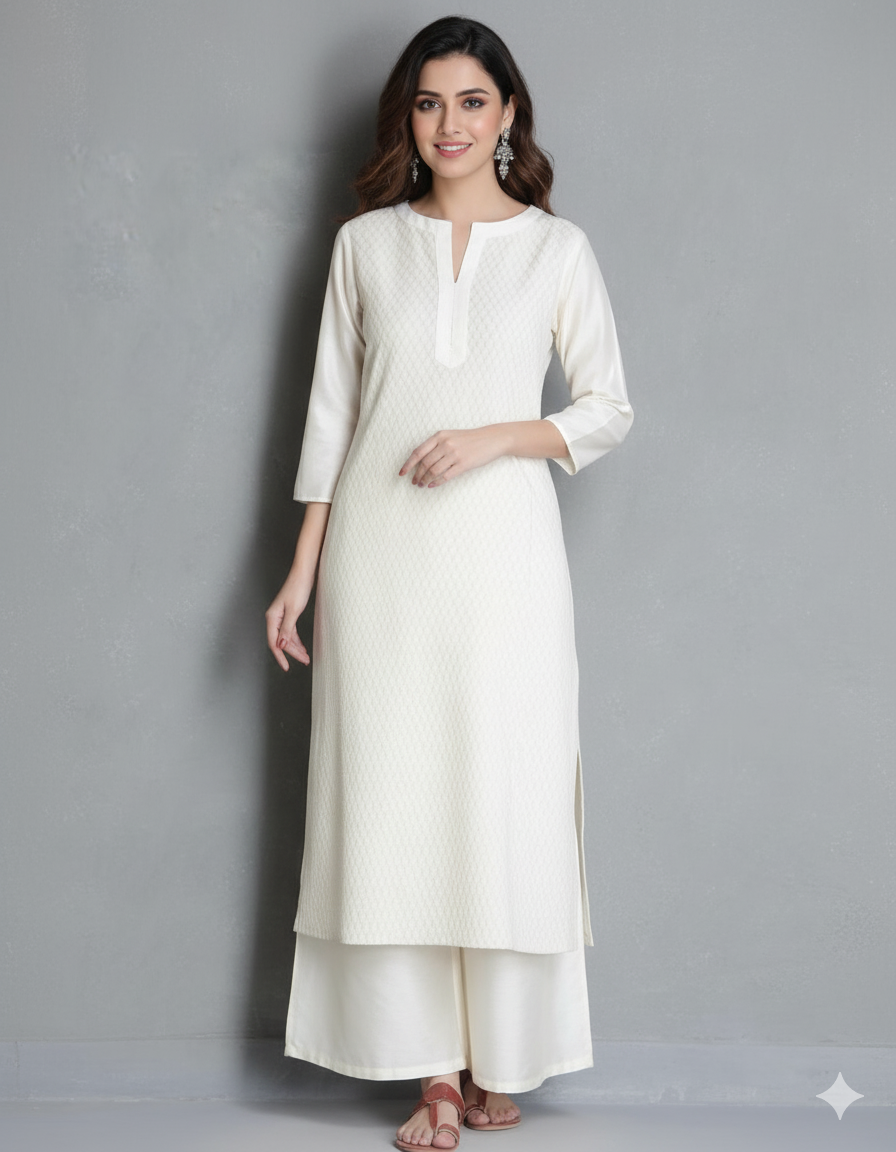 long shirt & trouser in full white color