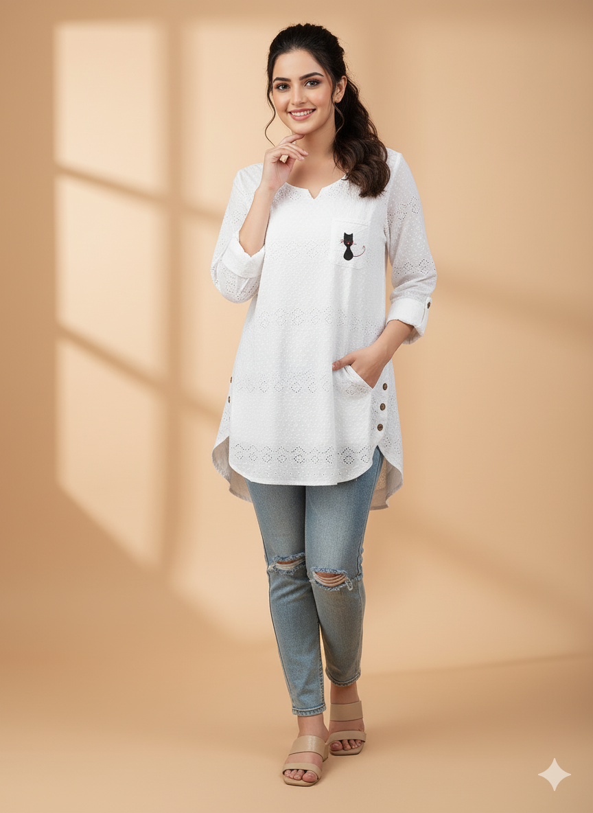 white top with blue pant 2 piece suit