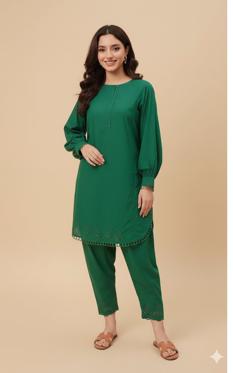 Green color 2 piece suit