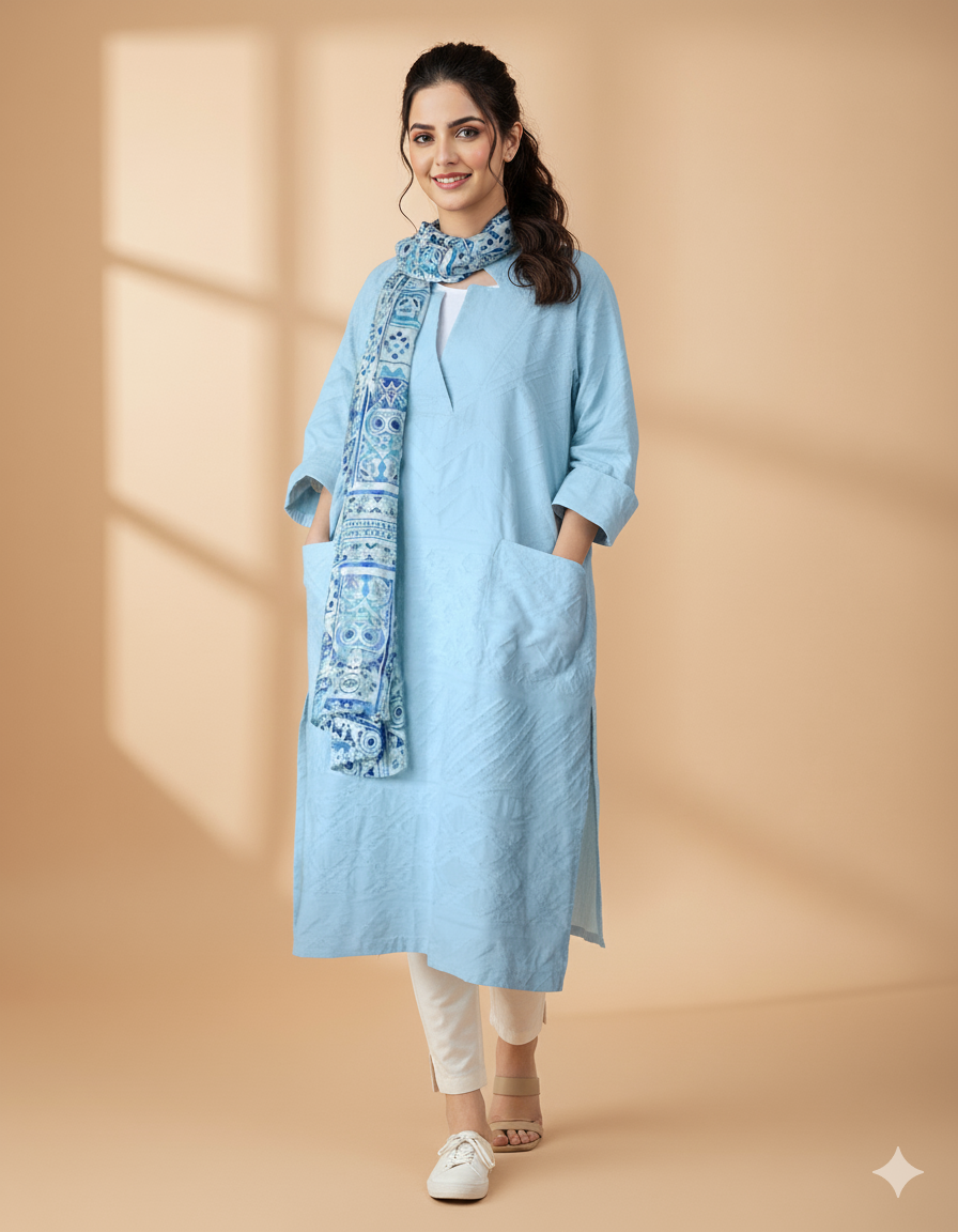 Sky blue colour 3 piece suit