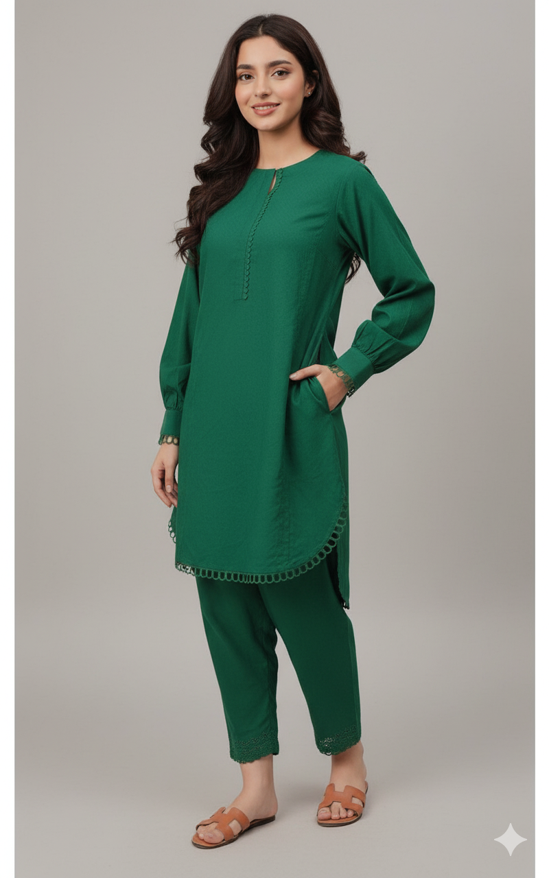 Green color 2 piece suit