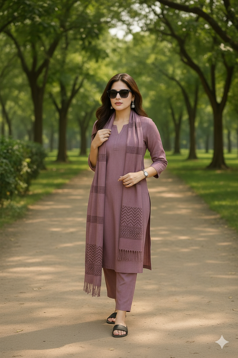 Purple colour 3 piece suit