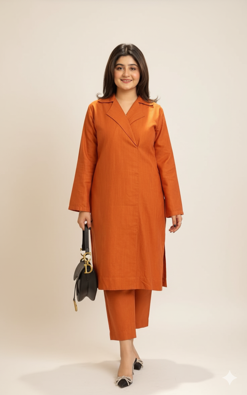 Orange 2 piece office suit