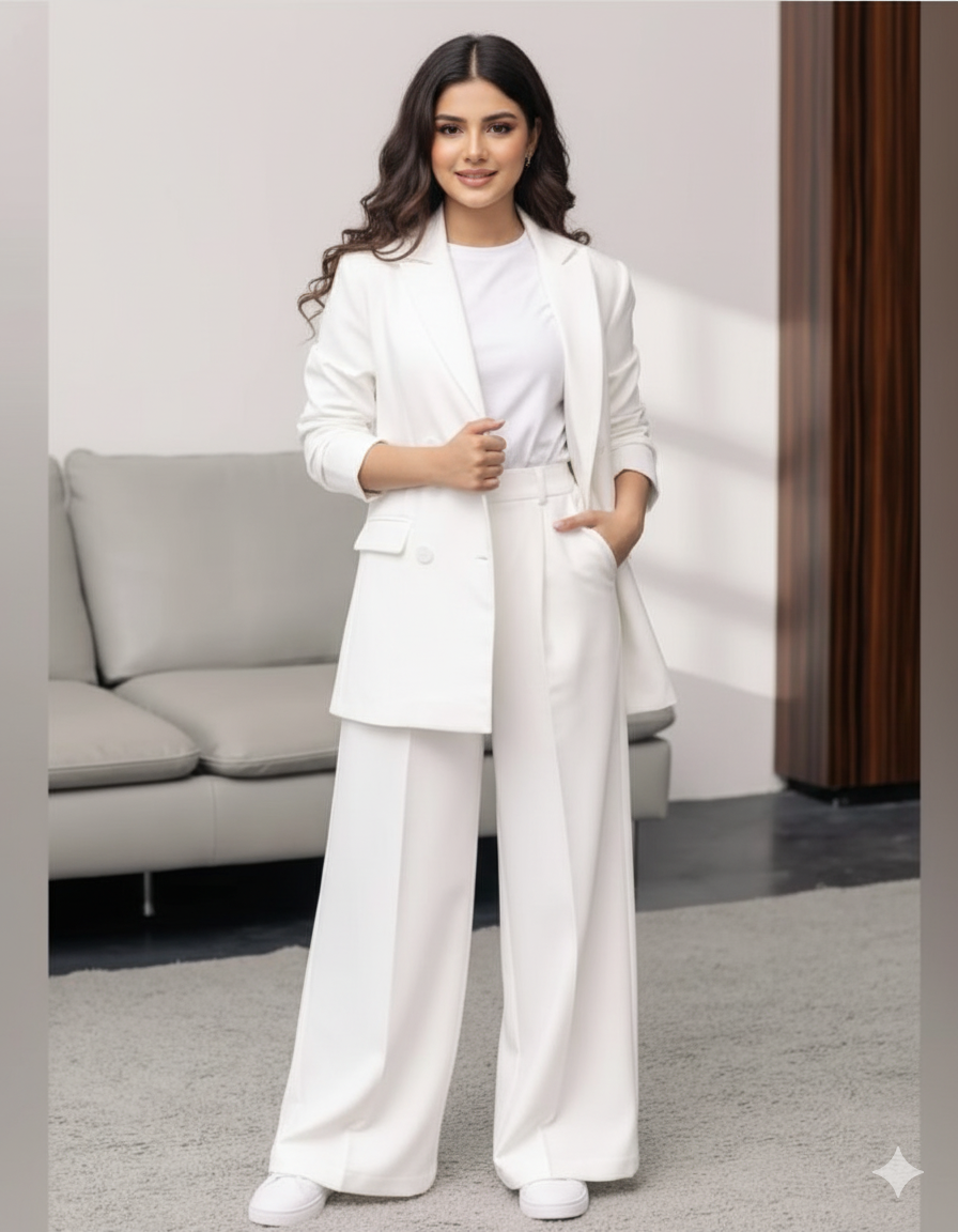 White 3 piece pant suit