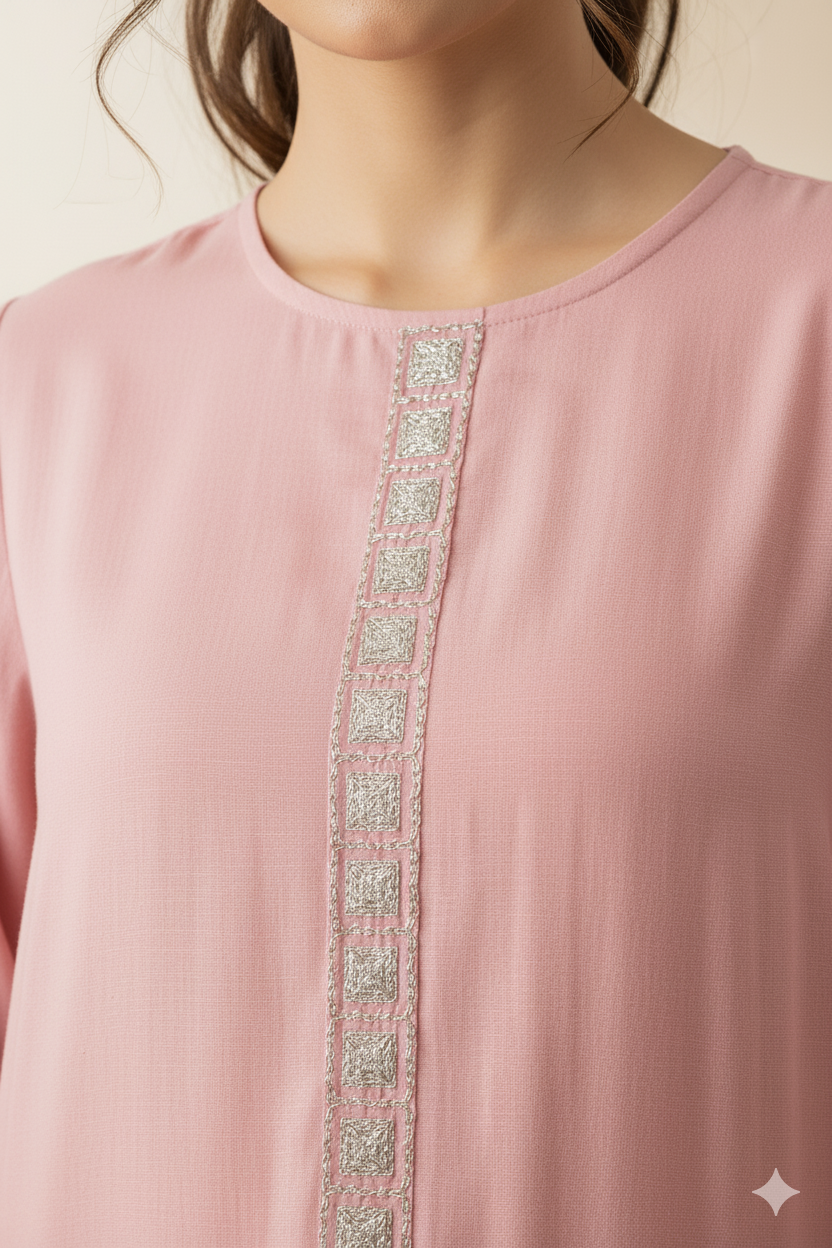 2 piece pink colour suit