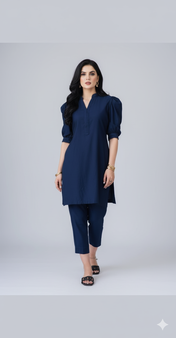 Short sleeve t- shirt in dark blue color 2 piece outfit