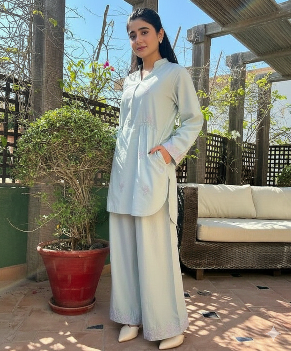 2 piece outfit in White color