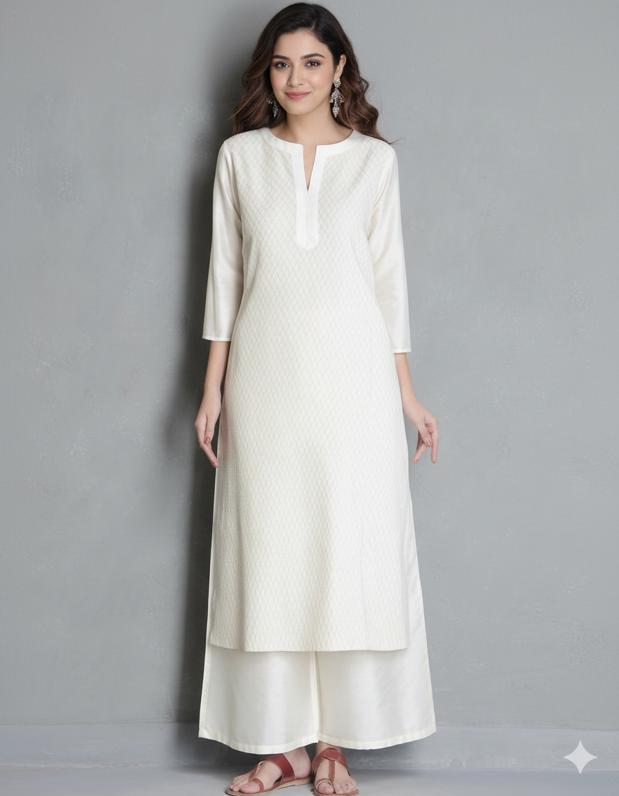 long shirt & trouser in full white color