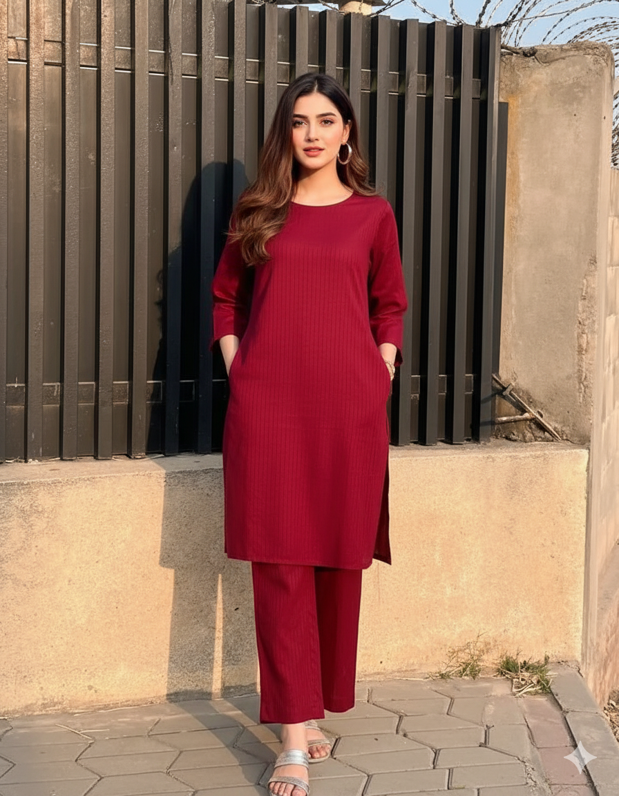 Rose color red outfit