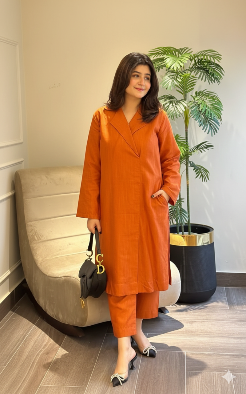 Orange 2 piece office suit