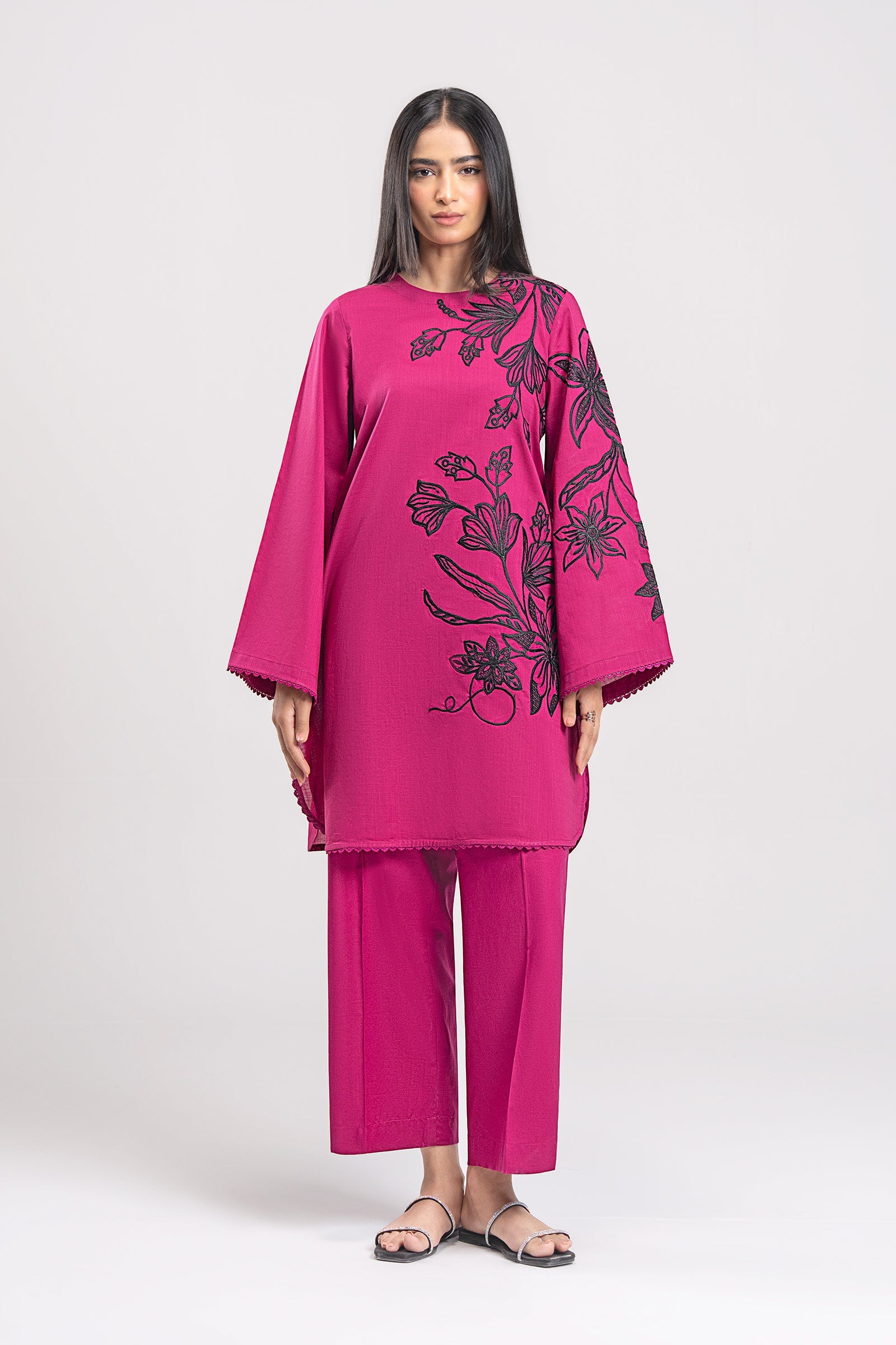 2 Pc Embroidered Crosshatch Lawn Suit