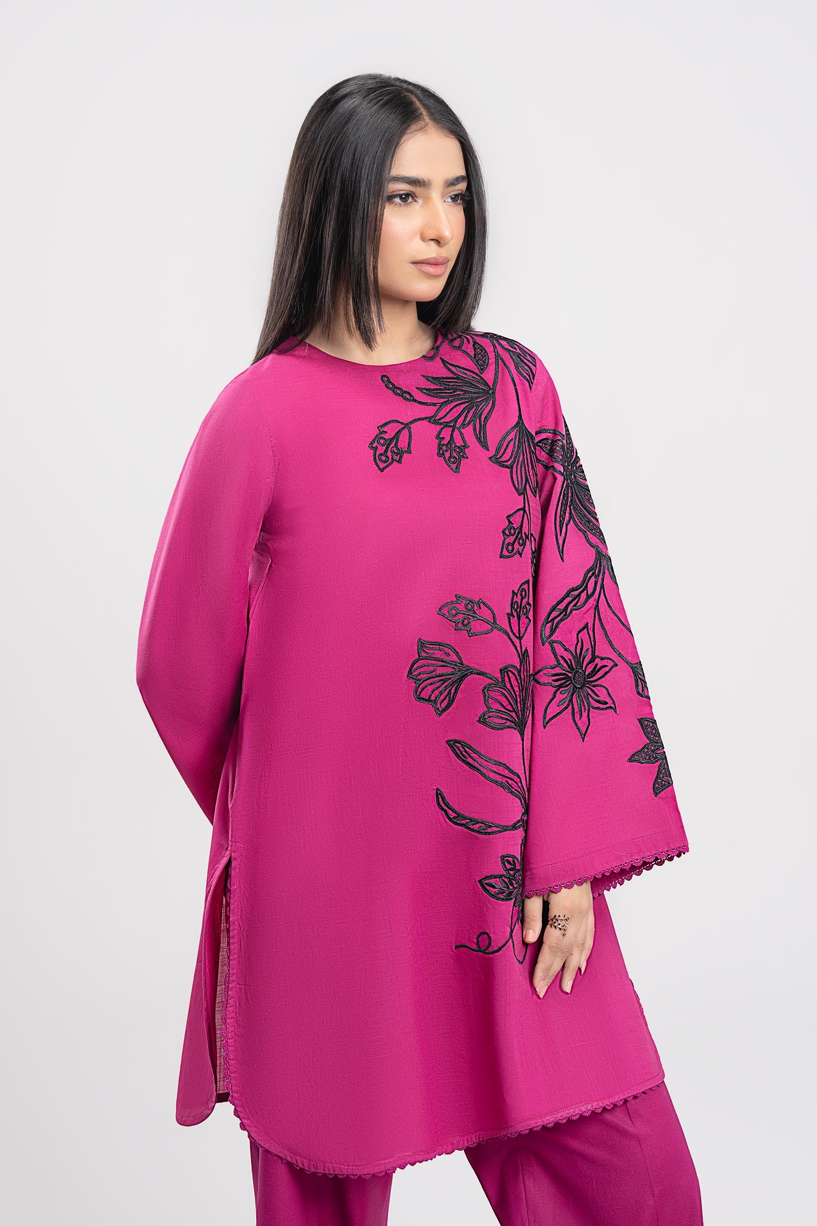 2 Pc Embroidered Crosshatch Lawn Suit