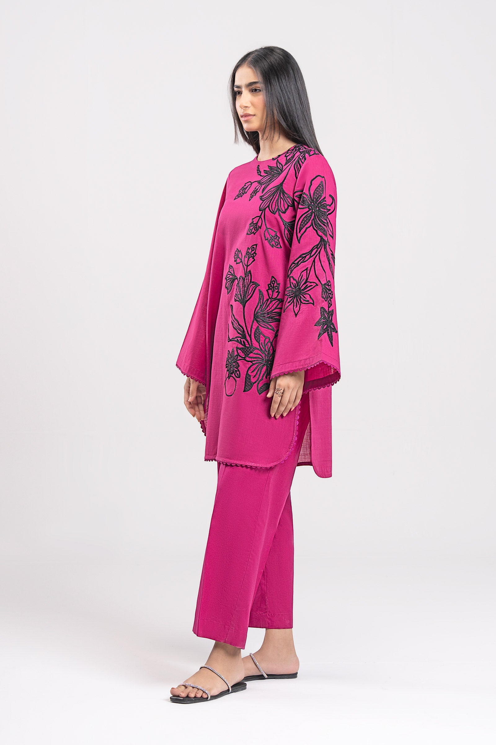 2 Pc Embroidered Crosshatch Lawn Suit